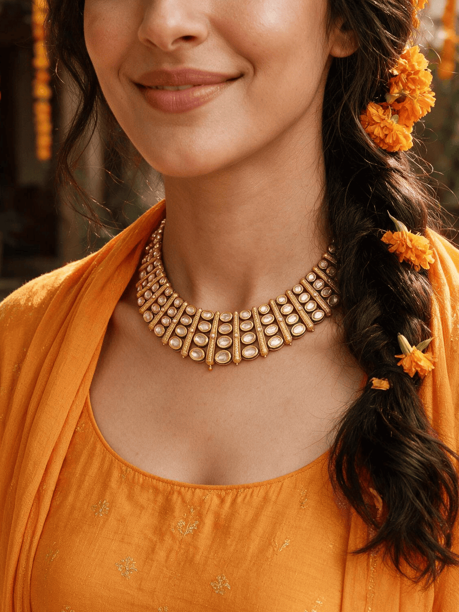 Lustrous Mirror-Work Necklace Set