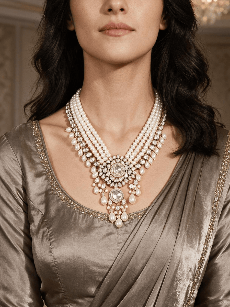 Chic Golden-White Necklace Set