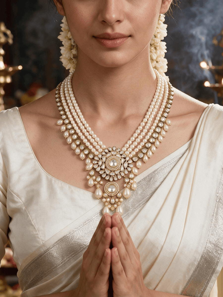 Chic Golden-White Necklace Set
