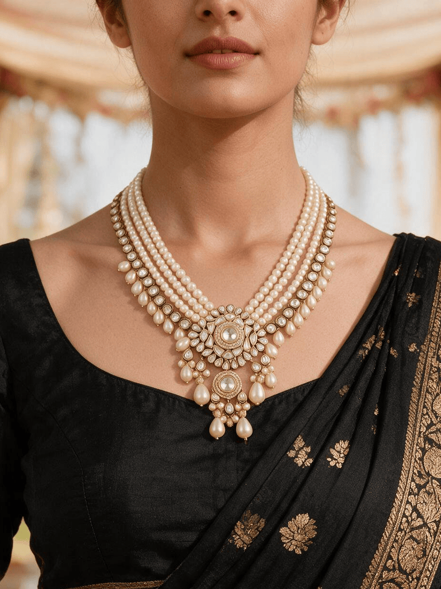 Chic Golden-White Necklace Set