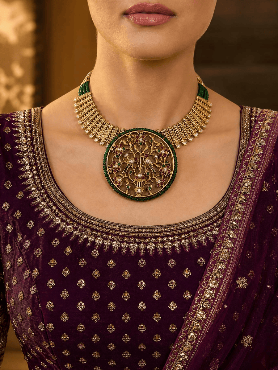 Majestic Golden Fusion Necklace Set
