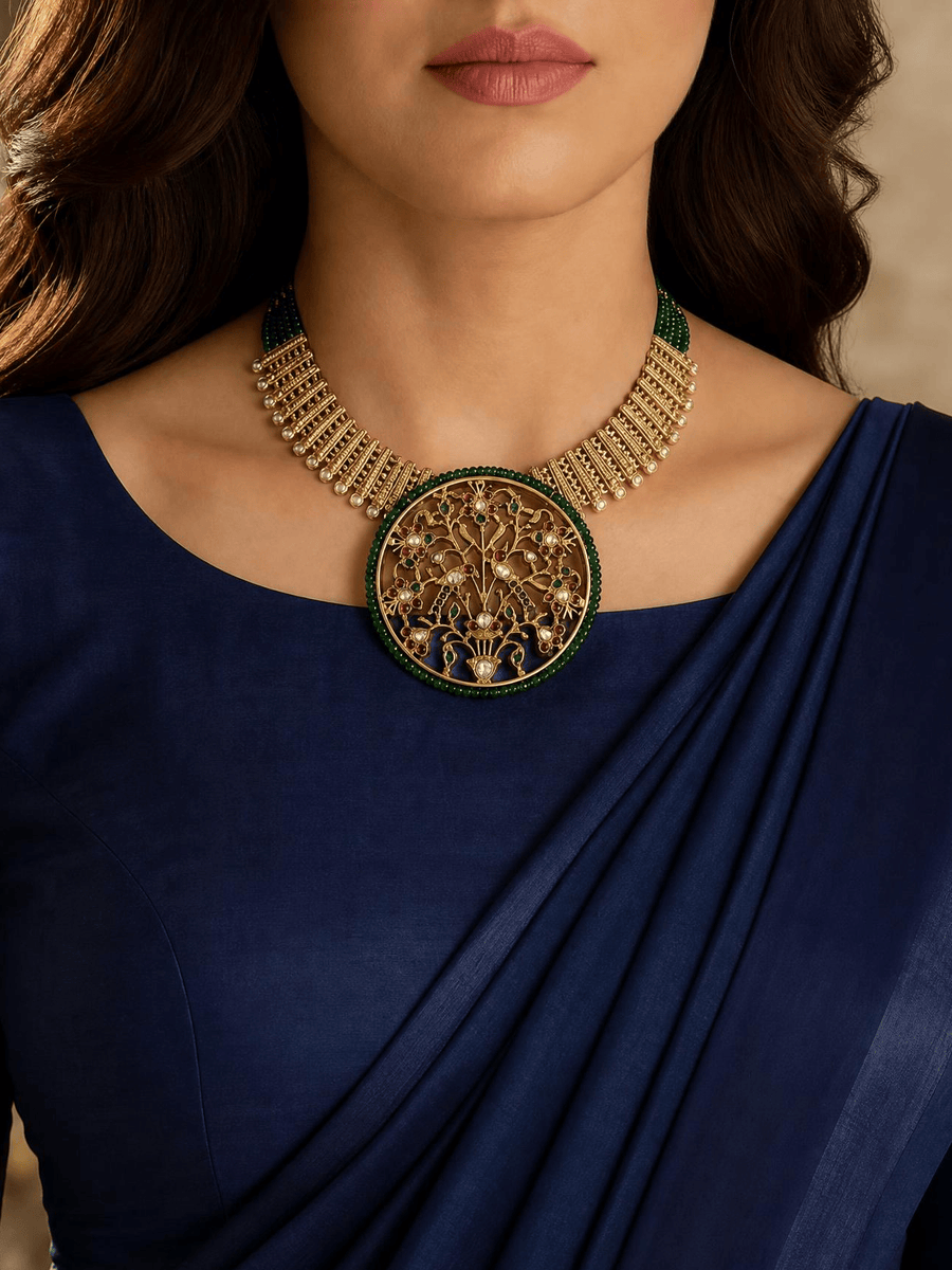 Majestic Golden Fusion Necklace Set