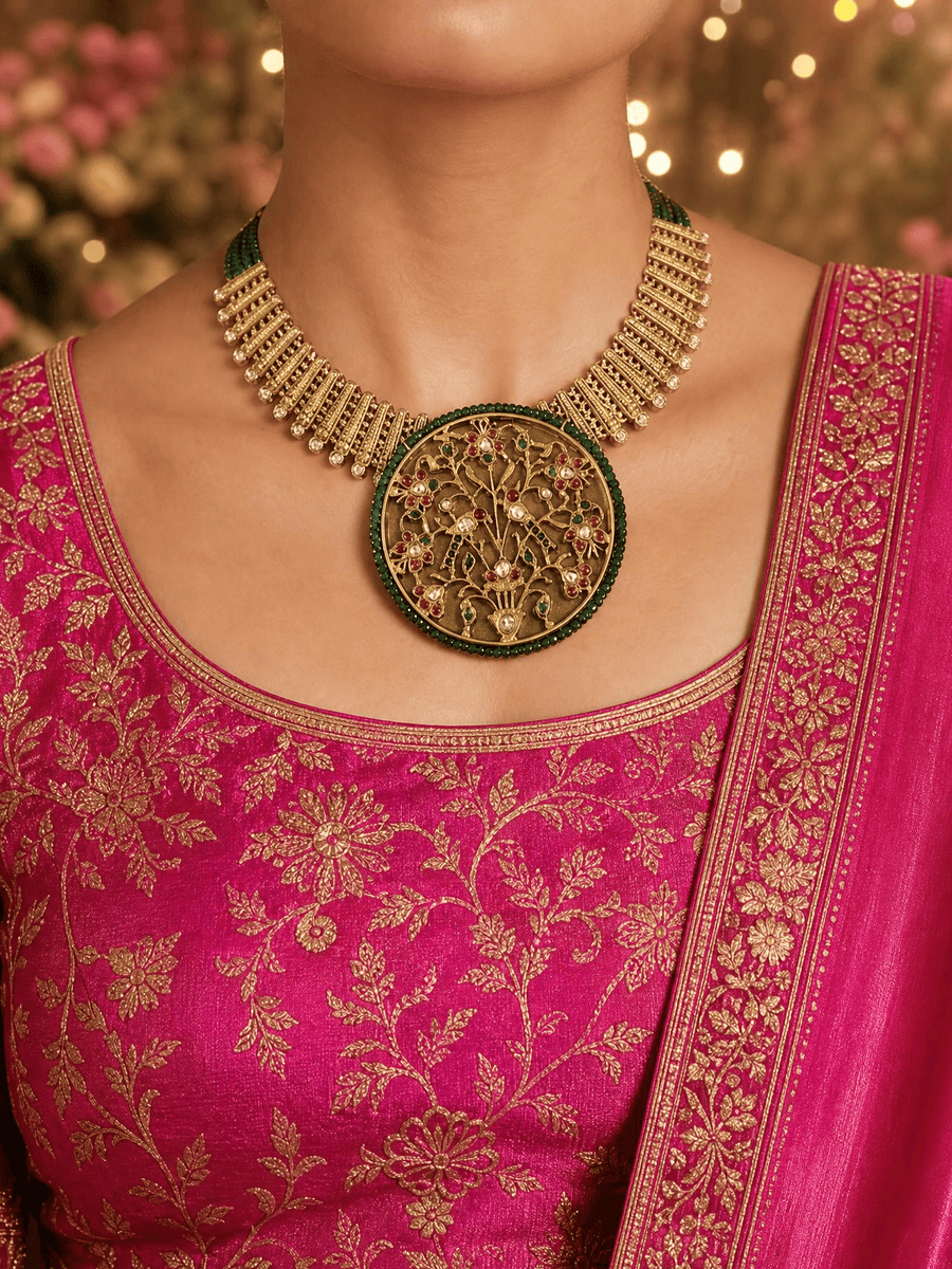 Majestic Golden Fusion Necklace Set