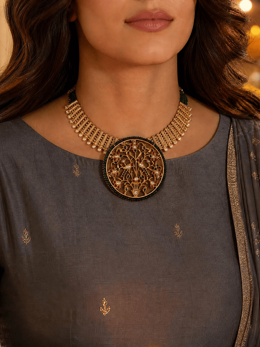 Majestic Golden Fusion Necklace Set