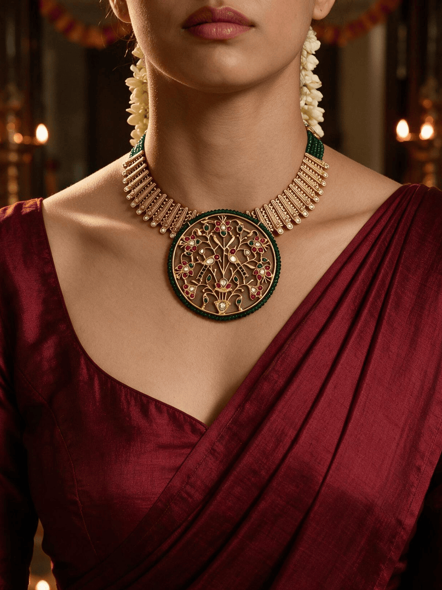 Majestic Golden Fusion Necklace Set