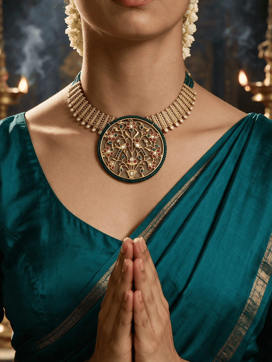 Majestic Golden Fusion Necklace Set