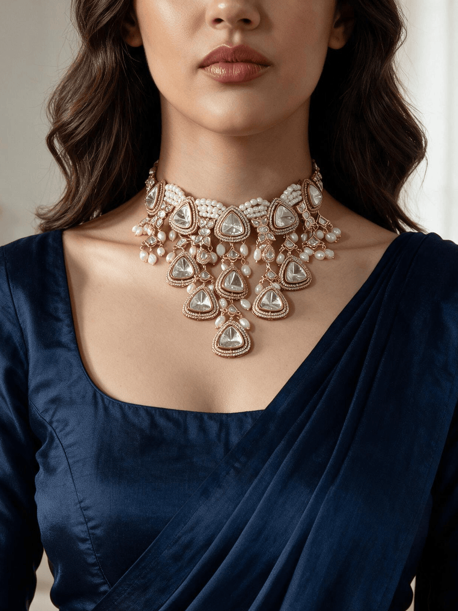 Polki & Pearl Drops Bridal Necklace Set