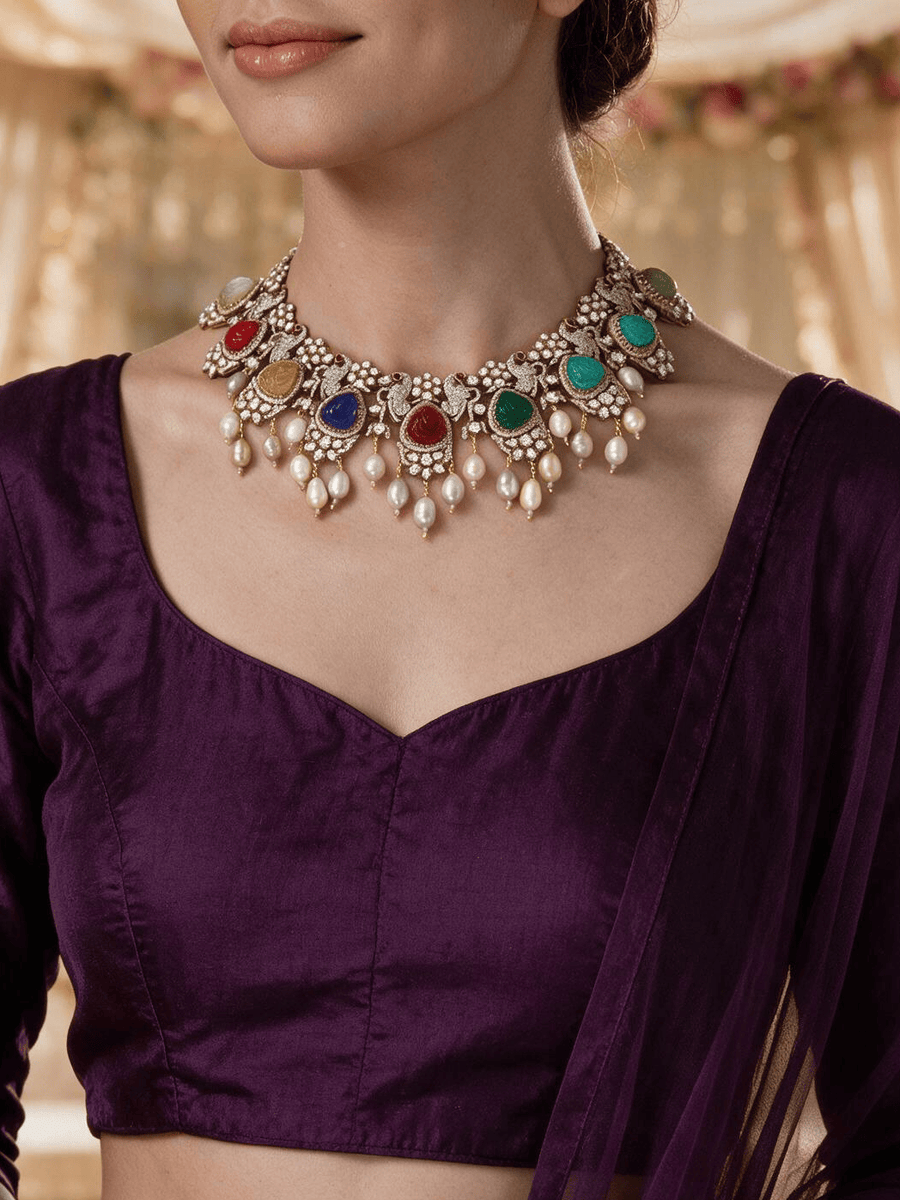 Multi-Stone Garland Necklace Set