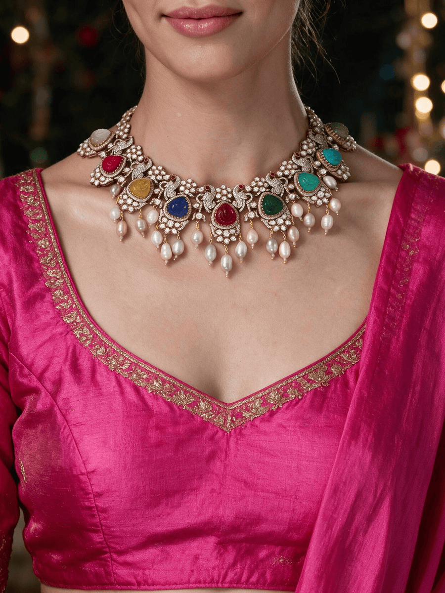 Multi-Stone Garland Necklace Set