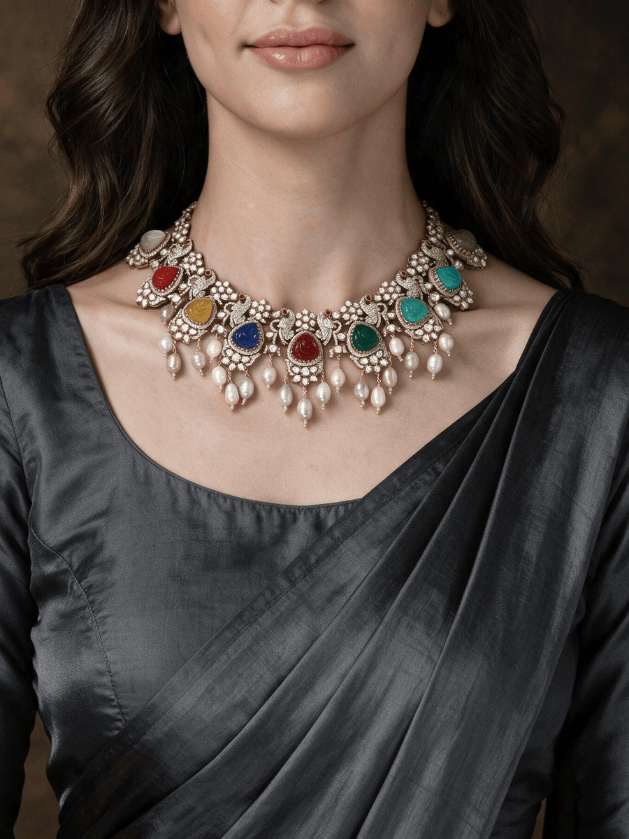 Multi-Stone Garland Necklace Set