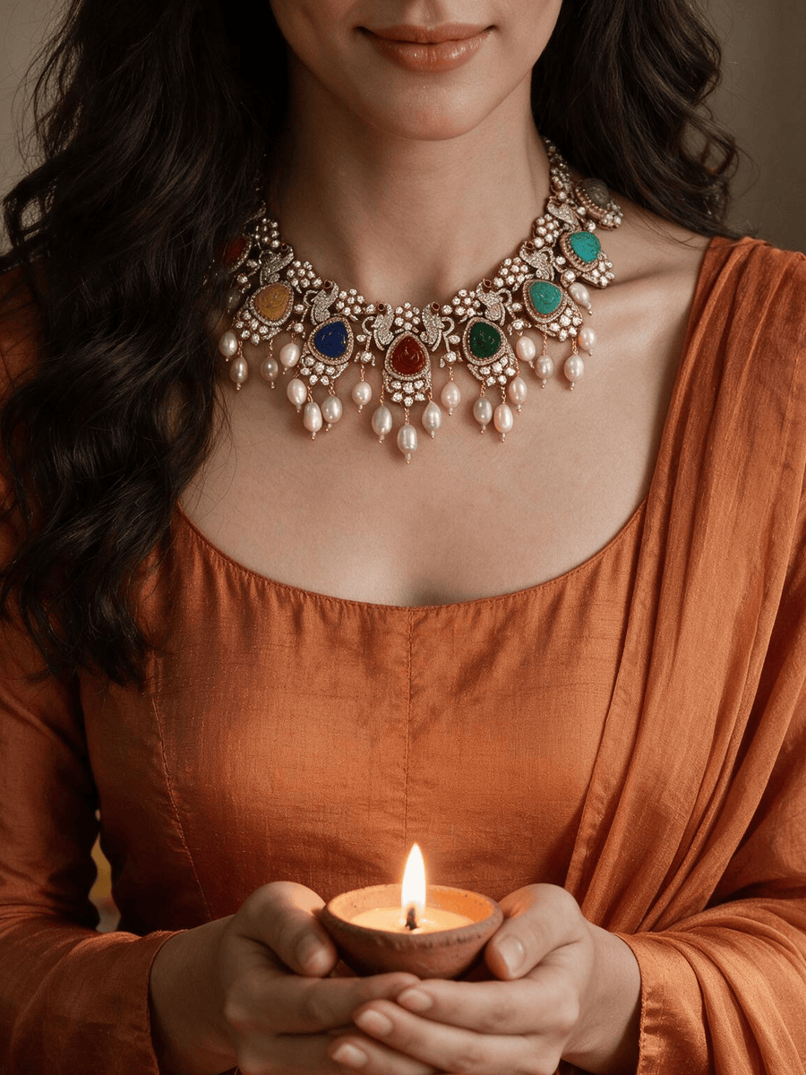 Multi-Stone Garland Necklace Set