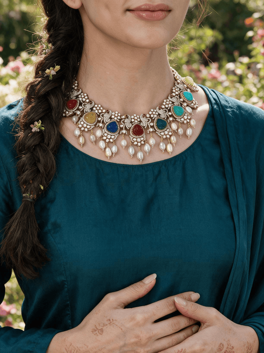 Multi-Stone Garland Necklace Set