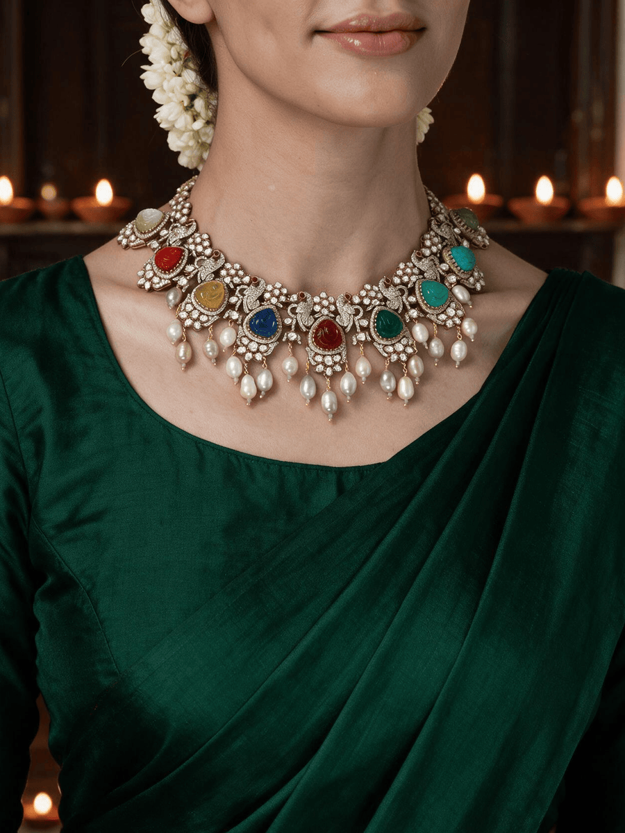 Multi-Stone Garland Necklace Set
