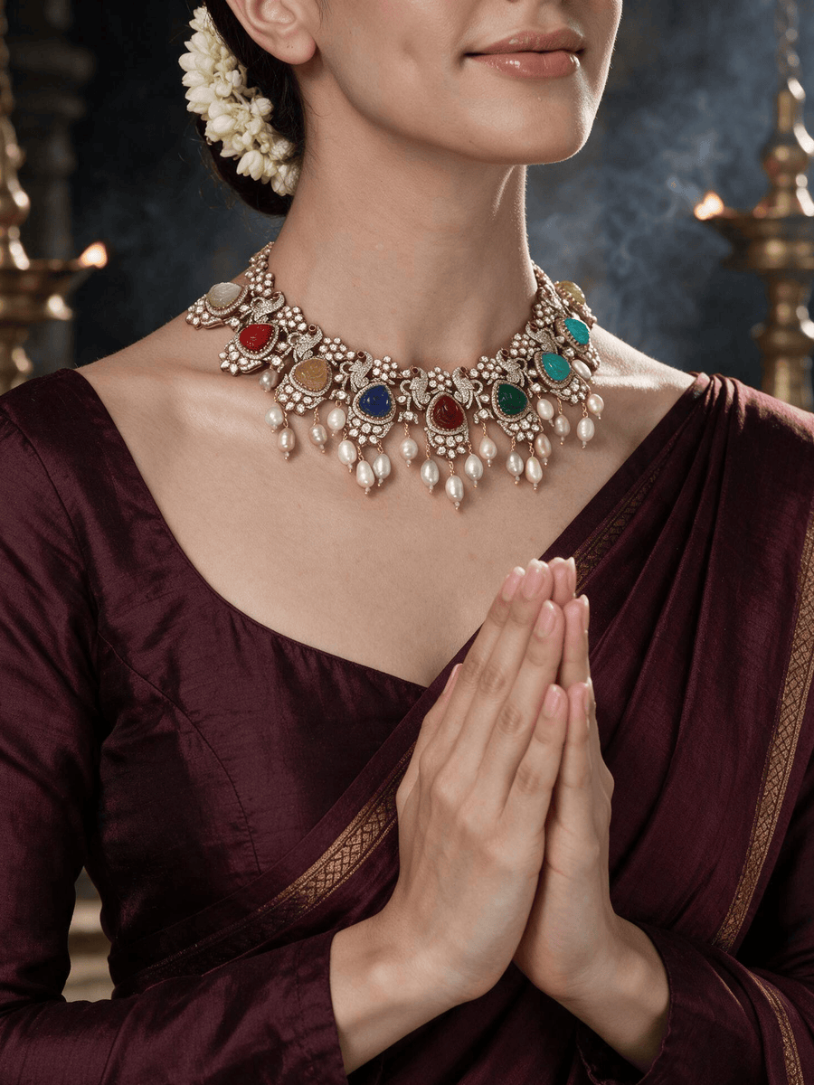 Multi-Stone Garland Necklace Set