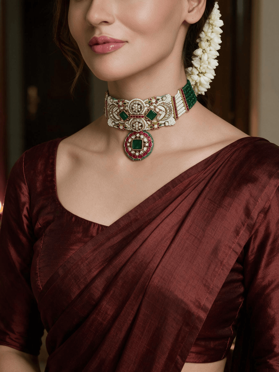 Rajsi Ruby-Green Choker Earring