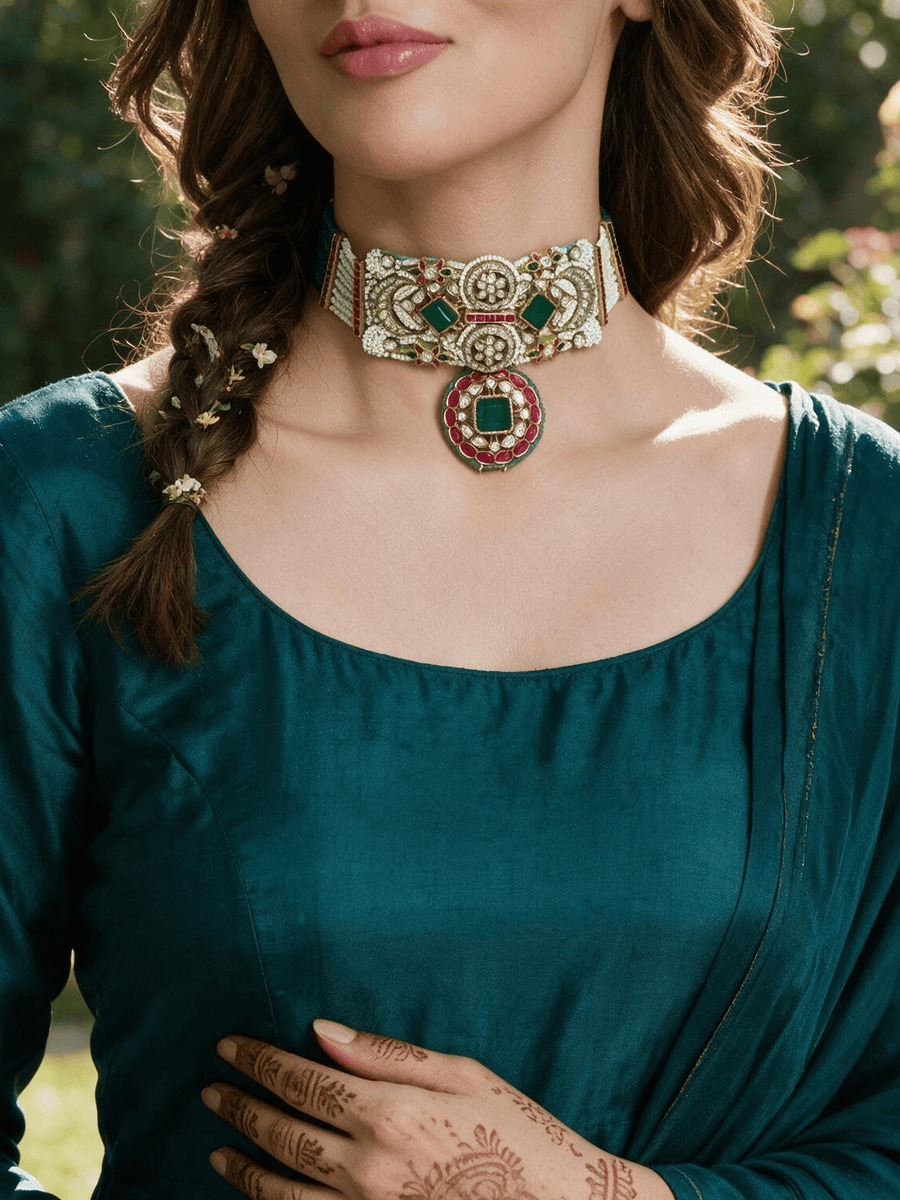 Rajsi Ruby-Green Choker Earring