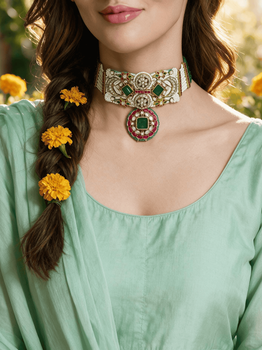 Rajsi Ruby-Green Choker Earring