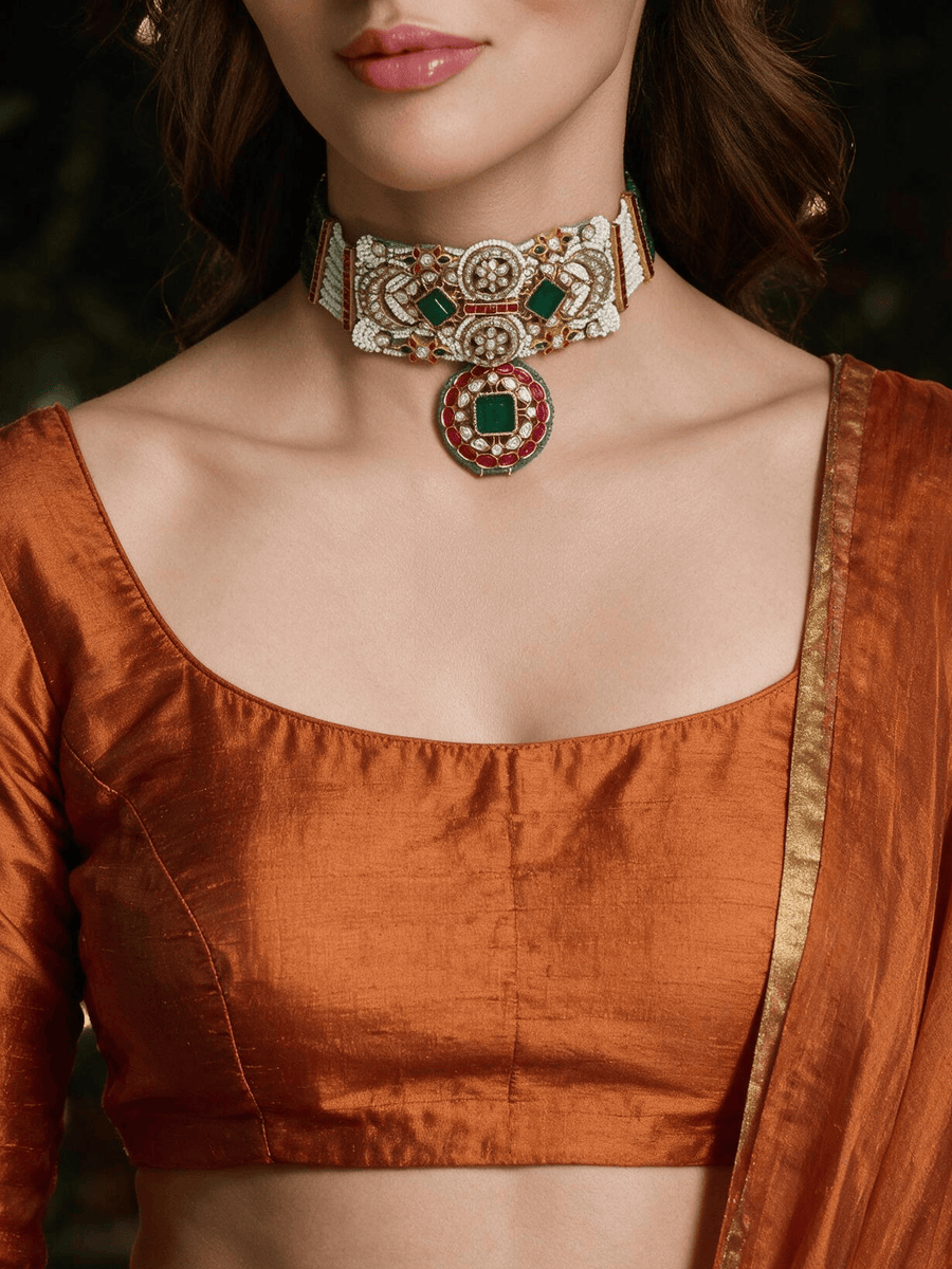 Rajsi Ruby-Green Choker Earring