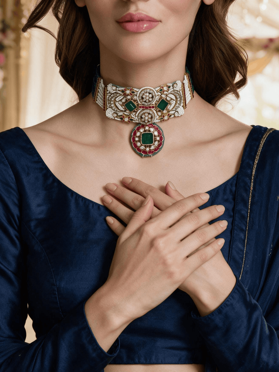 Rajsi Ruby-Green Choker Earring