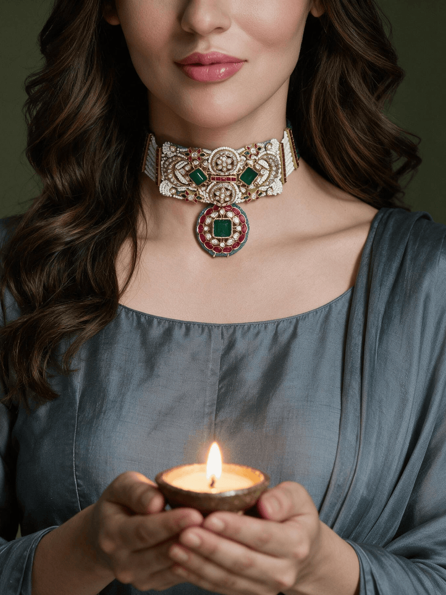 Rajsi Ruby-Green Choker Earring