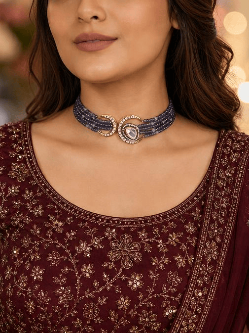 Beaded Blue Antique Necklace Set