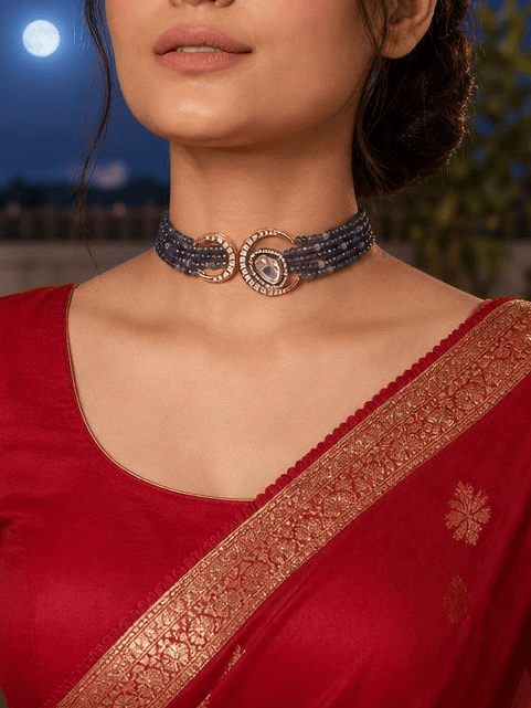 Beaded Blue Antique Necklace Set