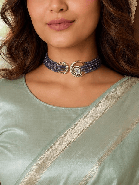 Beaded Blue Antique Necklace Set
