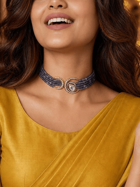 Beaded Blue Antique Necklace Set
