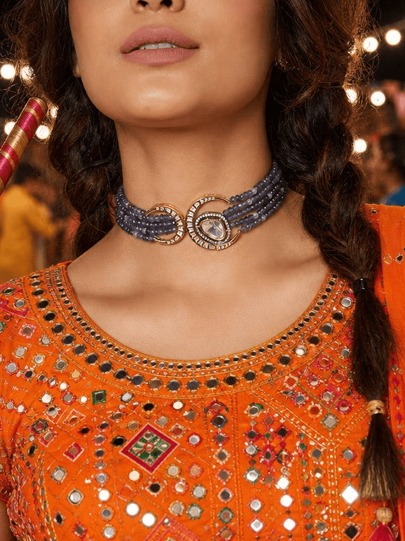 Beaded Blue Antique Necklace Set