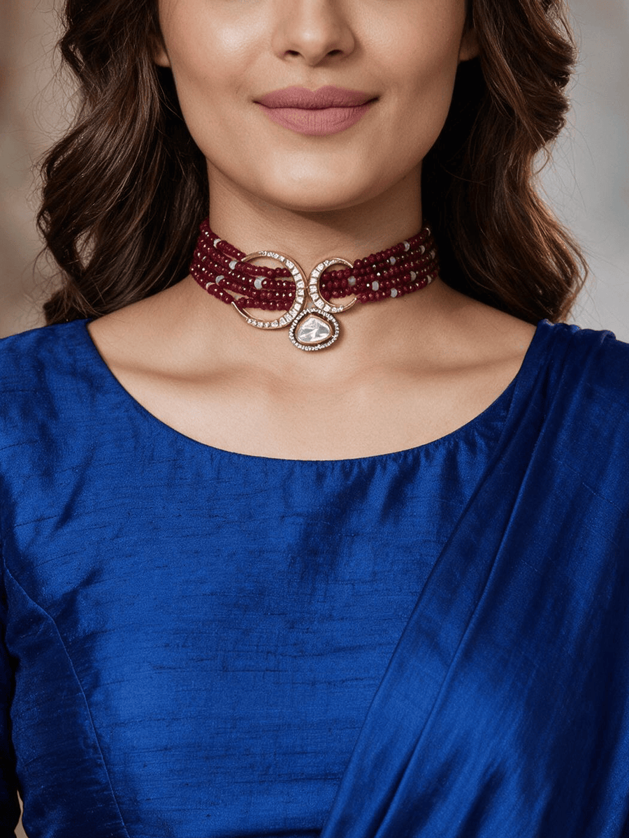 Royal Red Polki Choker Set