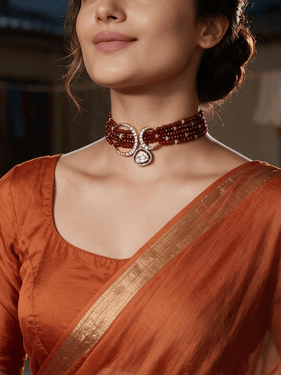 Royal Red Polki Choker Set