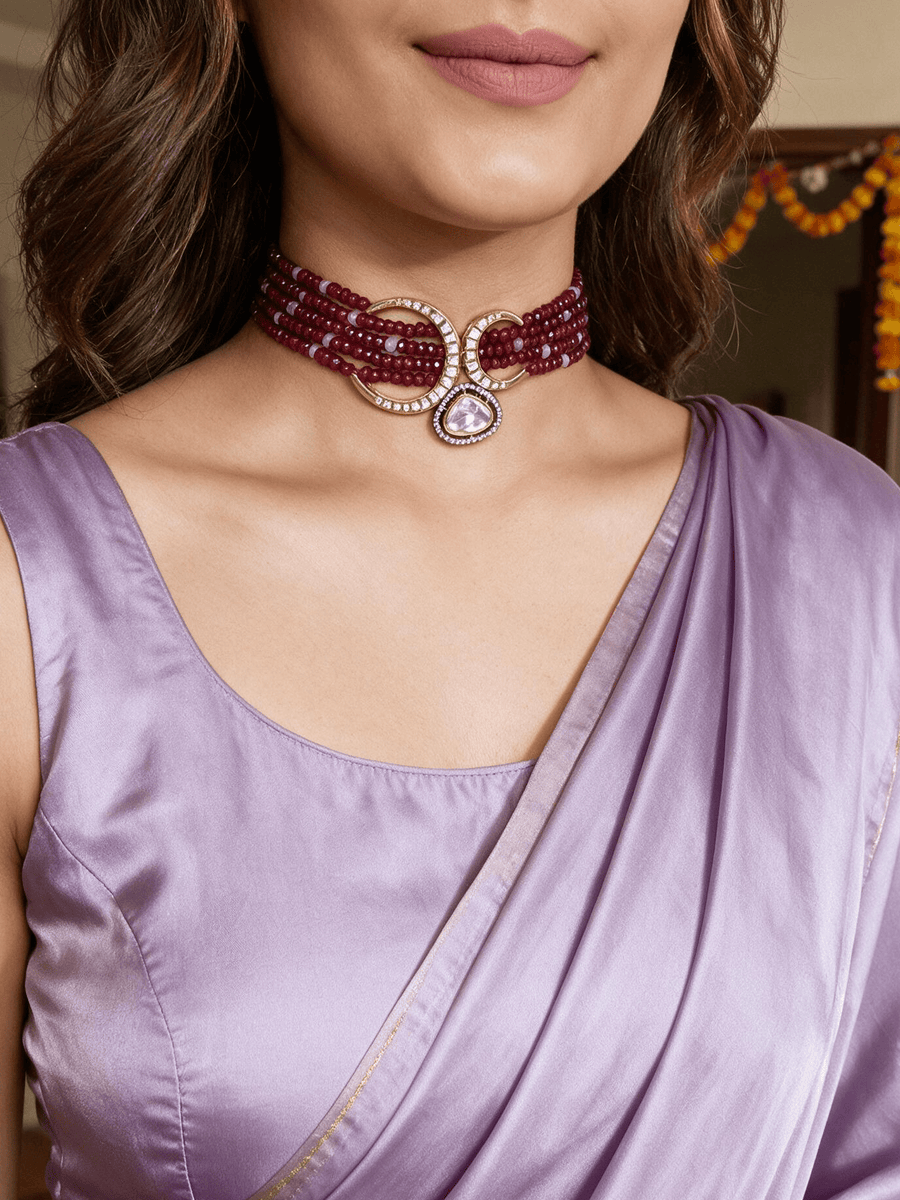 Royal Red Polki Choker Set