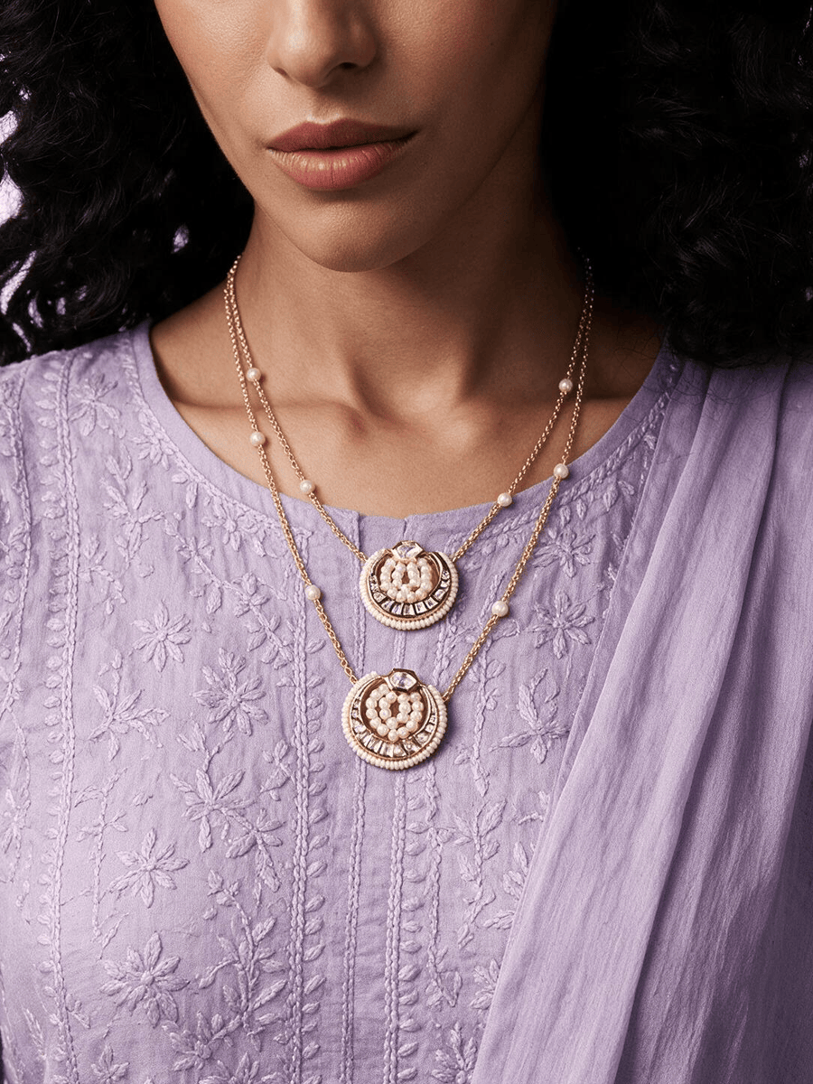 Classic Pearl & Kundan Dainty Necklace