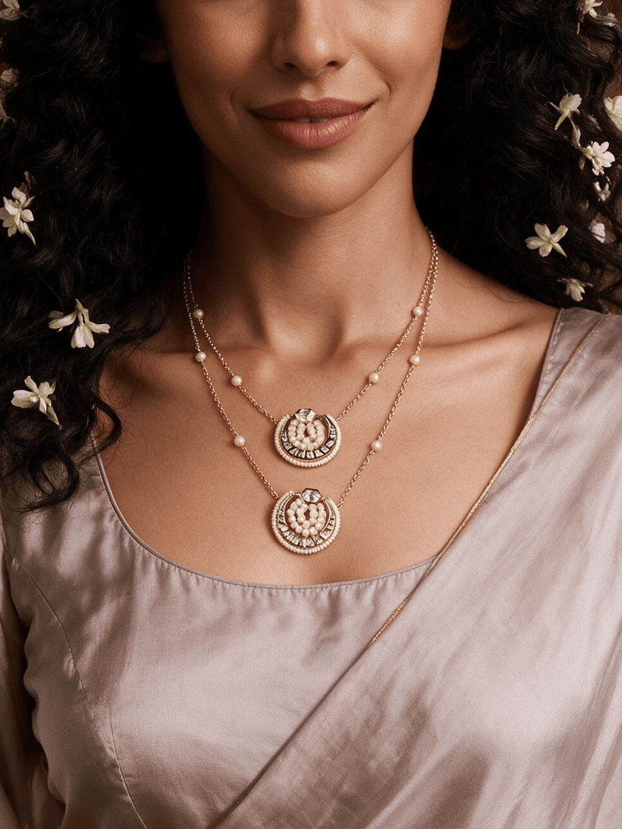 Classic Pearl & Kundan Dainty Necklace