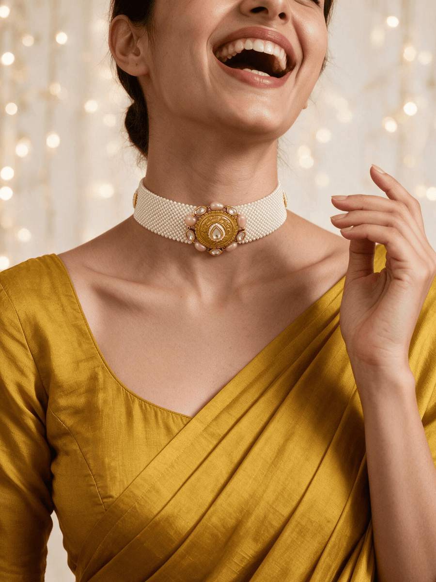 Polki-Pearl Elegant Choker Necklace Set