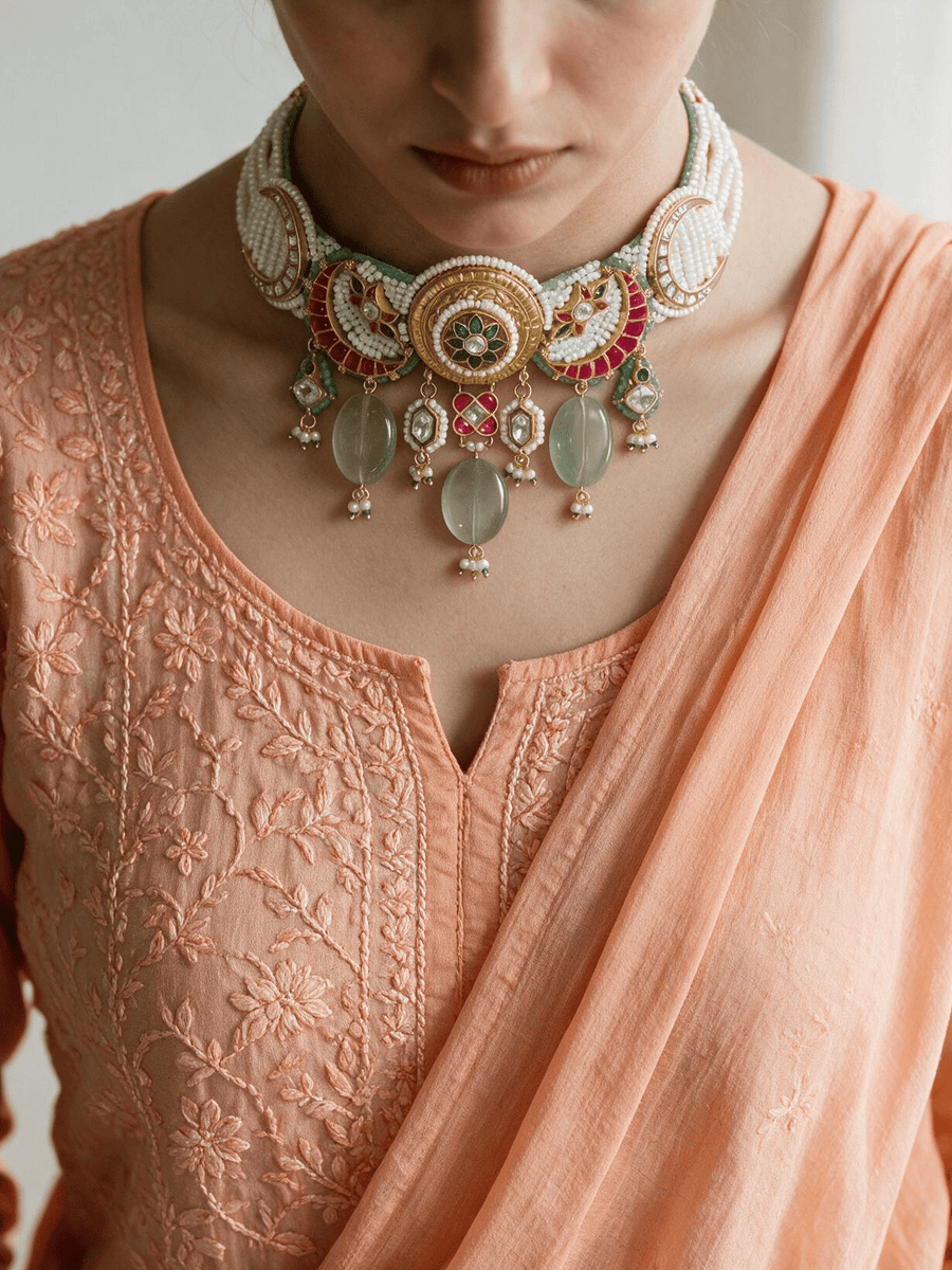 Sankalp Green Kundan Choker set