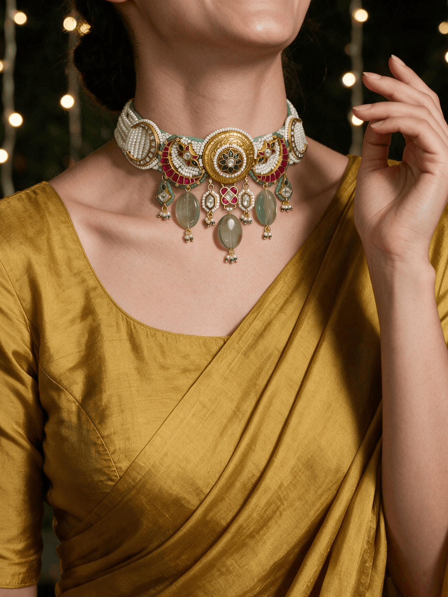 Sankalp Green Kundan Choker set