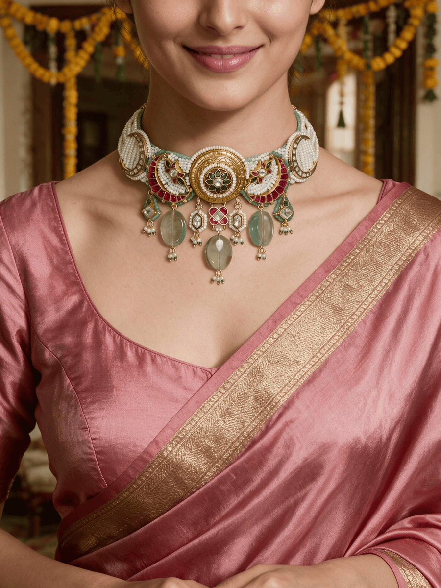 Sankalp Green Kundan Choker set