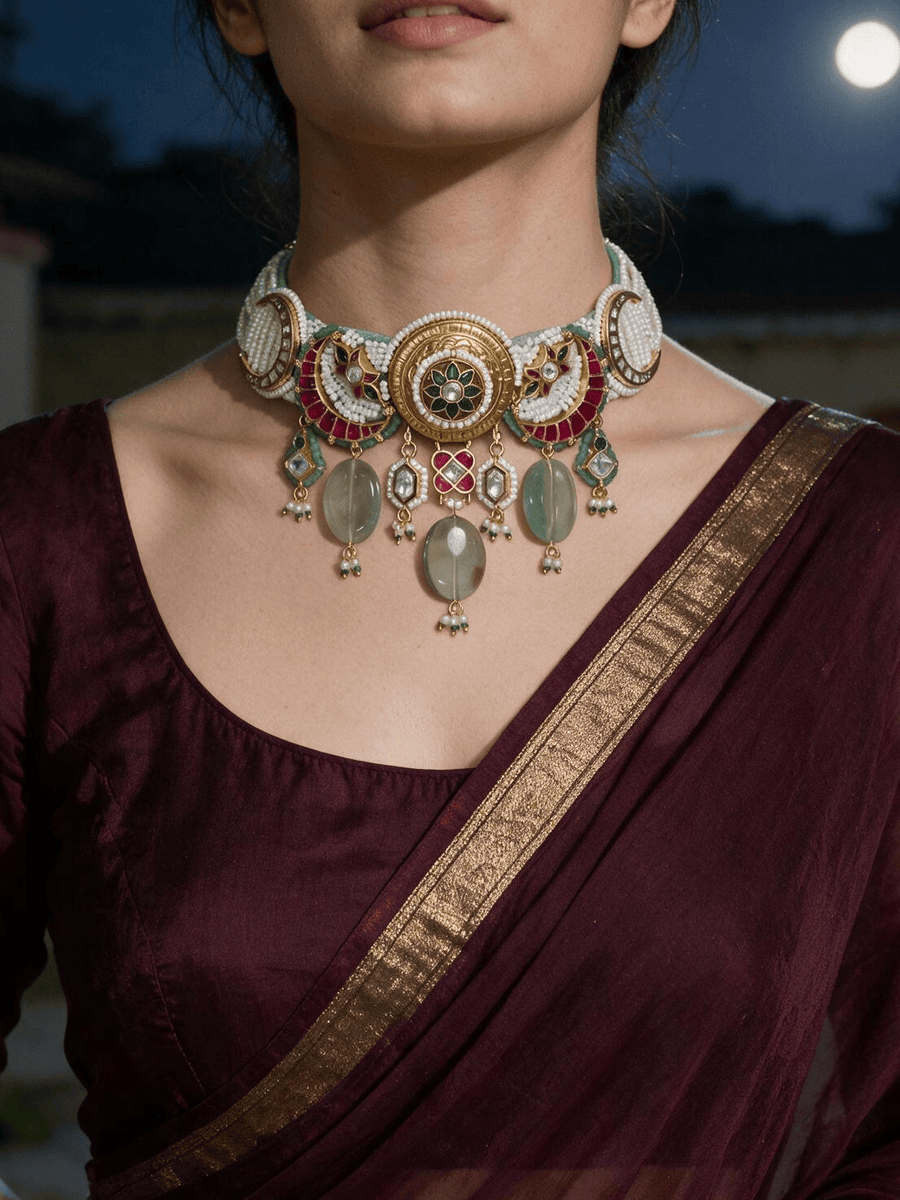 Sankalp Green Kundan Choker set