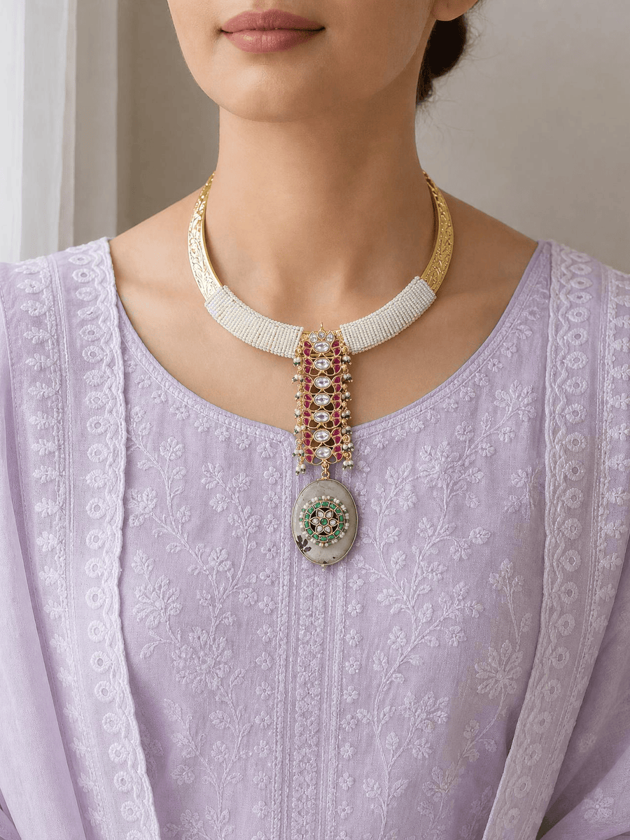 Petite Bead & Ruby Necklace