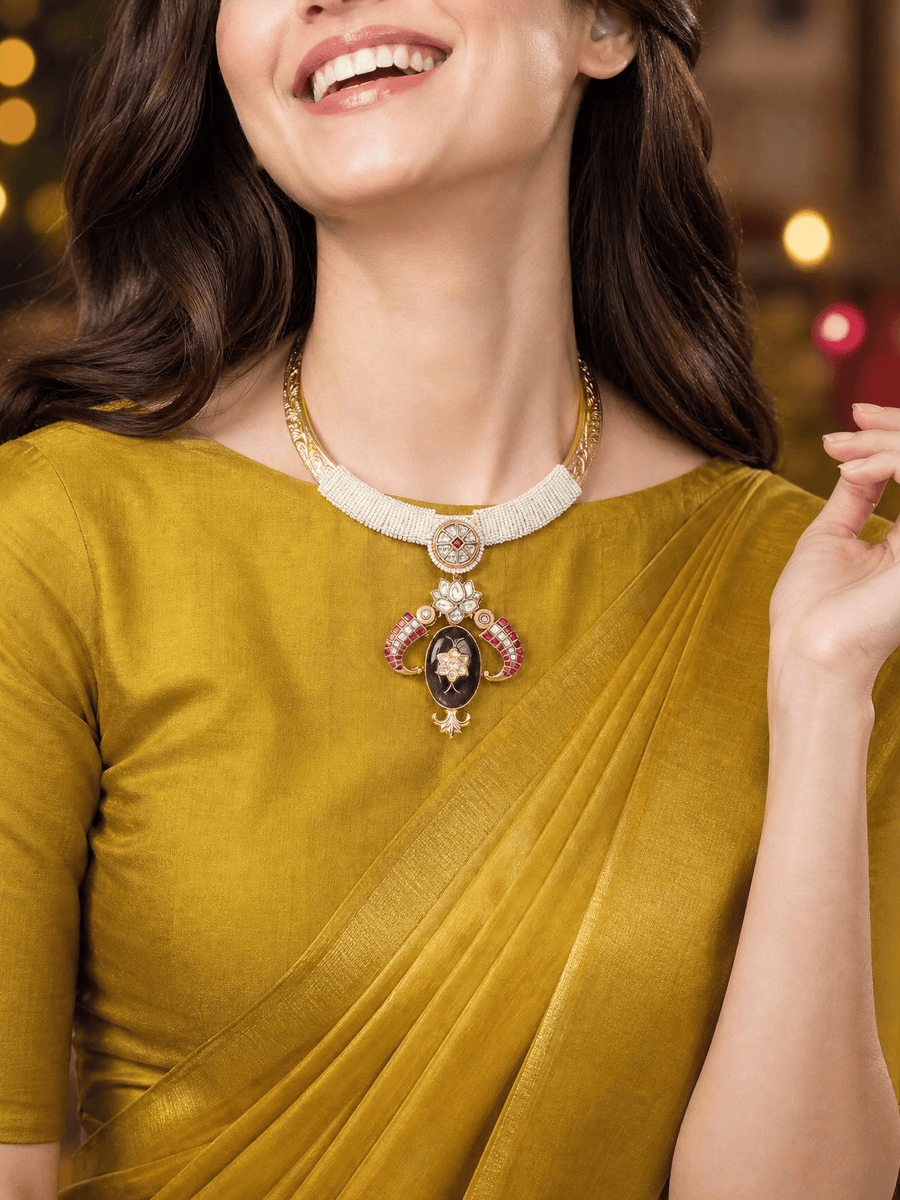 Regal Gold-Collar Amethyst Necklace