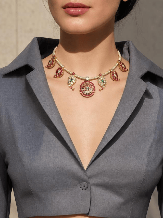 Peacock Charm Necklace Set