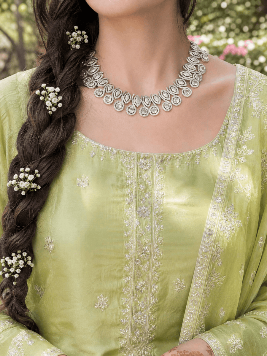 Radiant Pave Petal Necklace Set