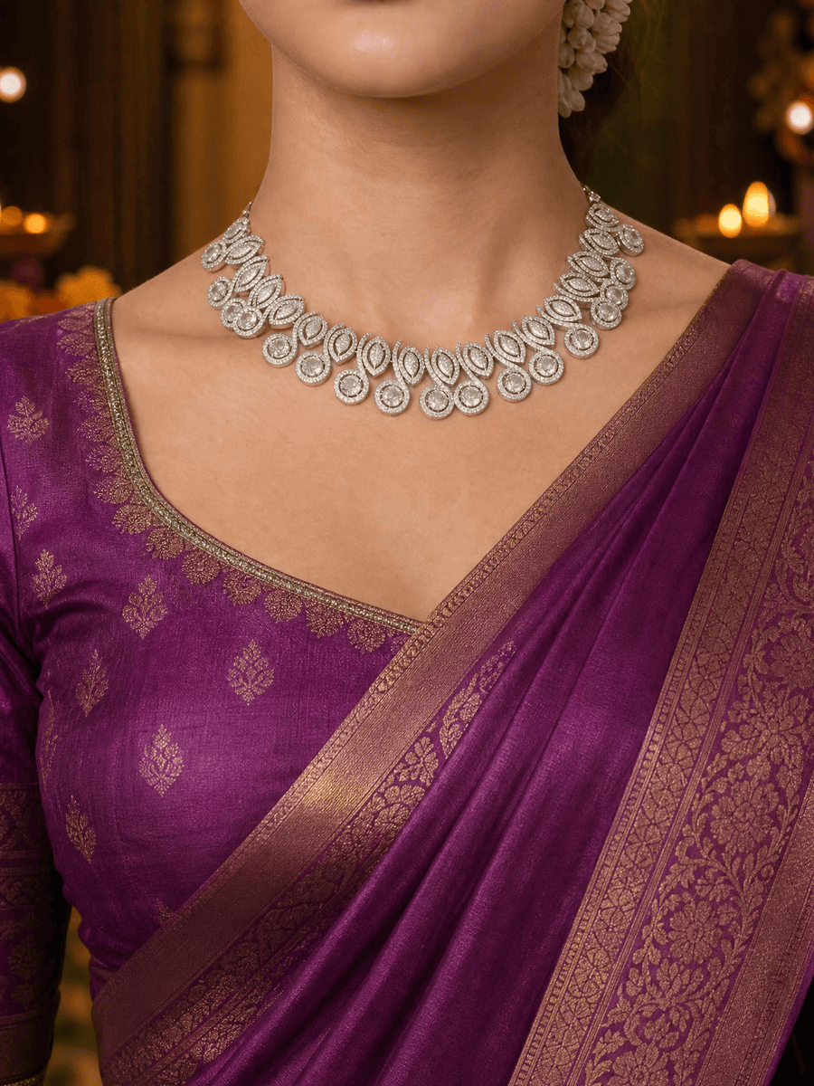 Radiant Pave Petal Necklace Set