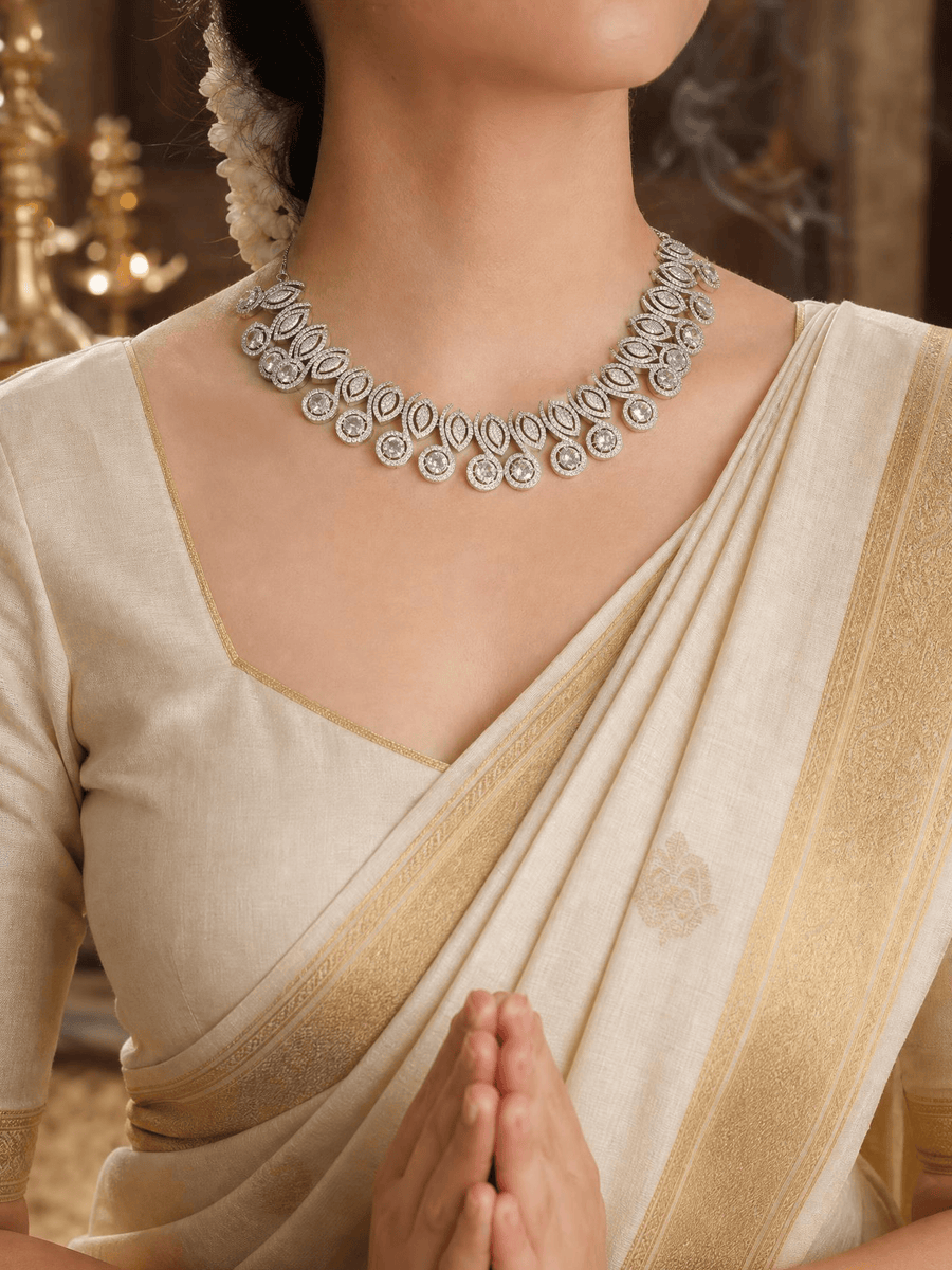 Radiant Pave Petal Necklace Set
