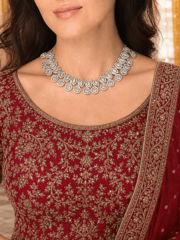 Radiant Pave Petal Necklace Set