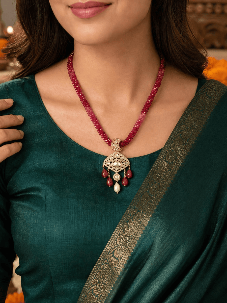 Twisted Red Bead Necklace Set