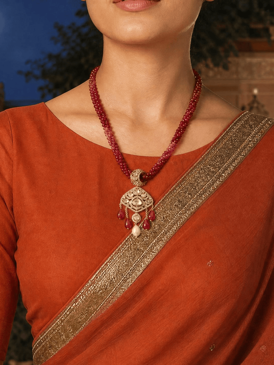 Twisted Red Bead Necklace Set