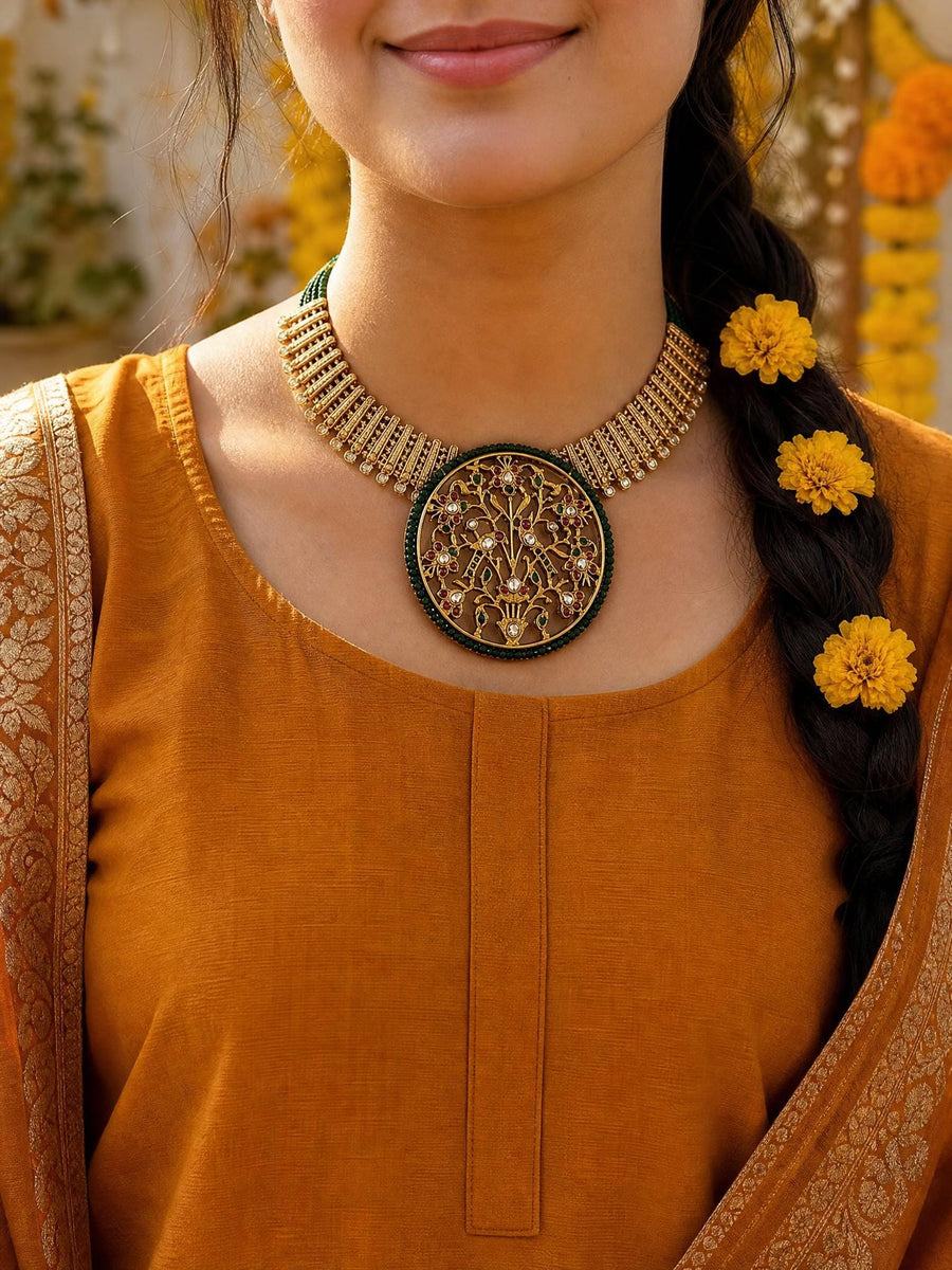 Majestic Golden Fusion Necklace Set