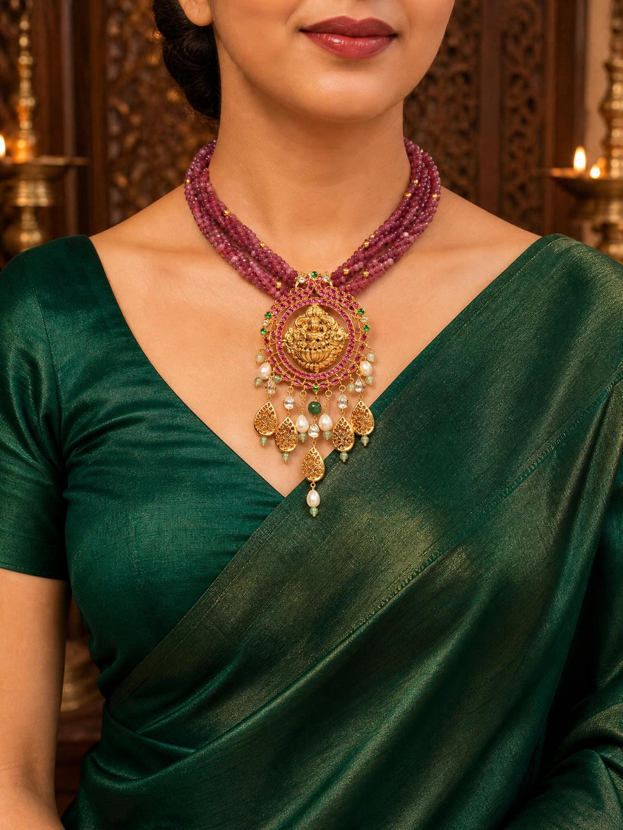 Crimson Bloom Temple Necklace